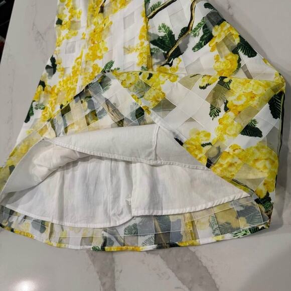 Holly Bracken Tropical Floral Sleeveless Midi Sheath Dress Women's Small Yellow - Picture 4 of 10